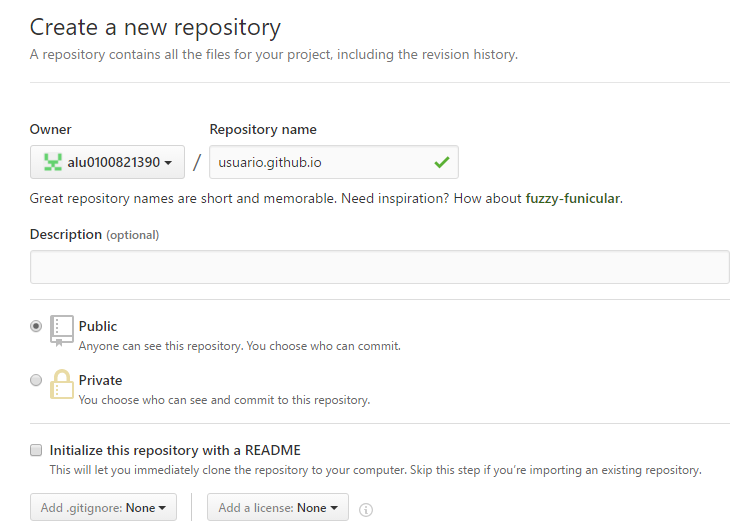 Crear nuevo repositorio